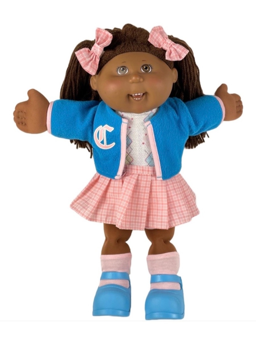 2004 Cabbage Patch Kid Doll: 18" Brown, Original Cheerleader Outfit